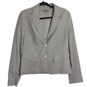 Minimalist Striped Blazer Two Button Structured Shoulders Women's 12